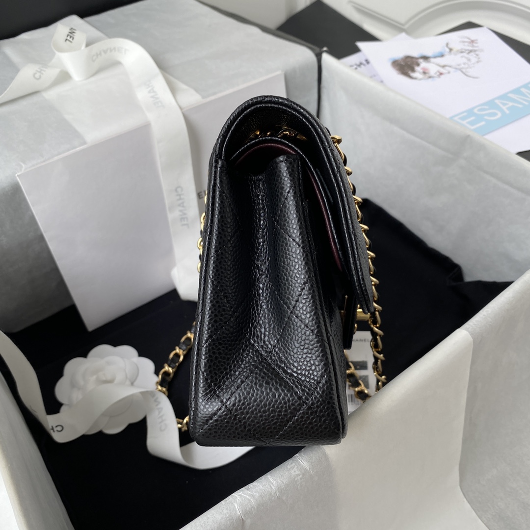 Classic Flap Caviar Bag A01113 Black/Gold